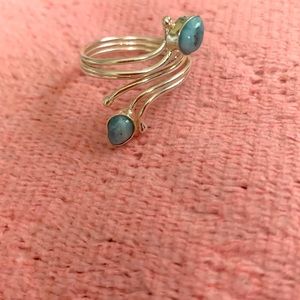 DOMINICAN LARIMAR SET IN .925 STERLING SILVER IN A SIZE 10.25 HAND-CRAFTED RING